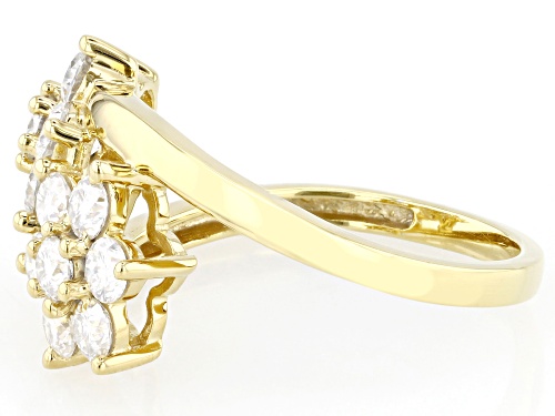 Pre-Owned MOISSANITE FIRE® 1.40CTW DEW ROUND BRILLIANT 14K YELLOW GOLD OVER SILVER FLOWER DESIGN RIN - Size 8