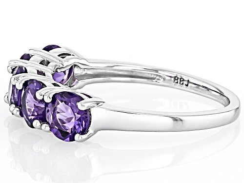Pre-Owned 1.90ctw Round Uruguayan Amethyst Rhodium Over Sterling Silver Band Ring - Size 6