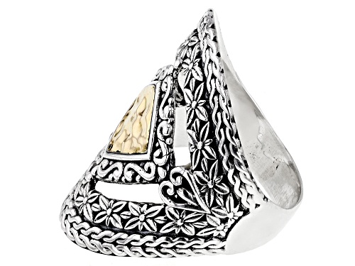 Pre-Owned Artisan Collection of Bali™ Sterling Silver & 18K Yellow Gold Statement Floral Ring - Size 5
