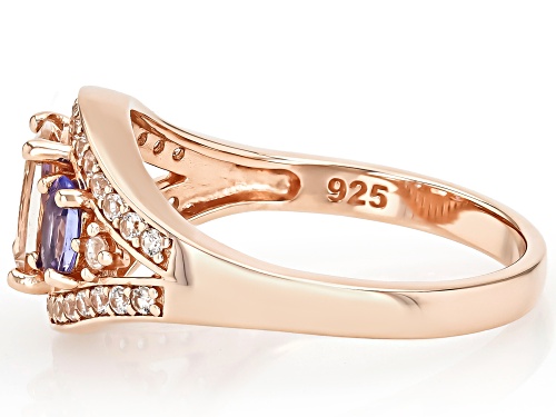 Pre-Owned 0.66ct Morganite, 0.37ctw Tanzanite, 0.57ctw White Zircon 18k Rose Gold Over Sterling Silv - Size 7