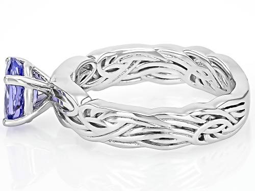Pre-Owned 1.10ct Oval Tanzanite Rhodium Over Sterling Silver Solitaire Ring - Size 7