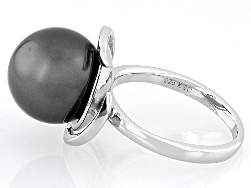 Pre-Owned 12-13mm Black Cultured Tahitian Pearl Rhodium Over Sterling Silver Ring - Size 11