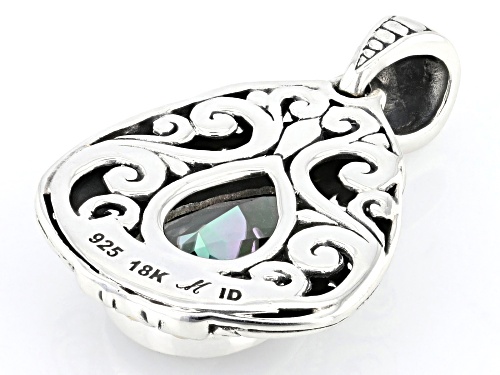 Pre-Owned Artisan Collection of Bali™ 6.20ct Magic Green™ Quartz Sterling Silver & 18K Gold Scroll P