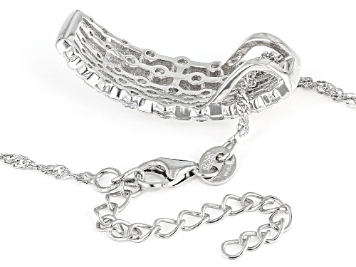 Pre-Owned Bella Luce® 2.35ctw White Diamond Simulant Rhodium Over Silver Pendant With Chain(1.42ctw