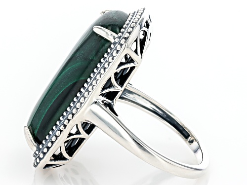 Pre-Owned 25x11mm Malachite Oxidized Sterling Silver Ring - Size 7