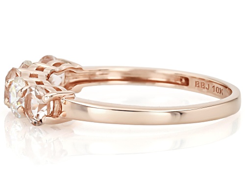 Pre-Owned 0.56ctw Cor-De-Rosa Morganite™ With 0.68ctw Strontium Titanate 10k Rose Gold Ring - Size 6
