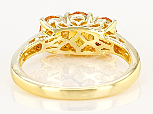 Pre-Owned 1.76ctw Oval Mandarin Garnet 18K Yellow Gold Over Silver 3-Stone Ring - Size 8