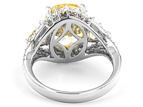 Pre-Owned Bella Luce® 10.17ctw Canary And White Diamond Simulants Rhodium Over Sterling Silver Ring - Size 9