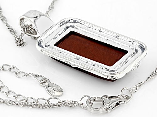 Pre-Owned 22x11 Rectangular Cushion Mahogany Tigers Eye Sterling Silver Pendant With Chain
