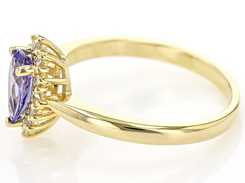 Pre-Owned 0.72ct Tanzanite With 0.05ctw White Zircon 18k Yellow Gold Over Sterling Silver Ring - Size 6