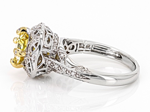 Pre-Owned MOISSANITE FIRE® & YELLOW MOISSANITE 2.20CTW DEW ROUND BRILLIANT PLATINEVE® RING - Size 8