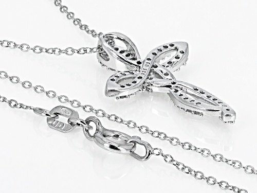 Pre-Owned 0.25ctw Round White Diamond Rhodium Over Sterling Silver Cross Slide Pendant With 18