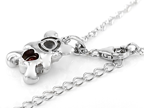 Pre-Owned .45ct Heart Shape Vermelho Garnet(TM) Rhodium Over Silver Teddy Bear Children's Pendant Wi