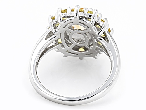 Pre-Owned 0.85ct Citrine With 1.68ctw Yellow Sapphire & 0.01ctw White Diamond Accent Rhodium Over Si - Size 8