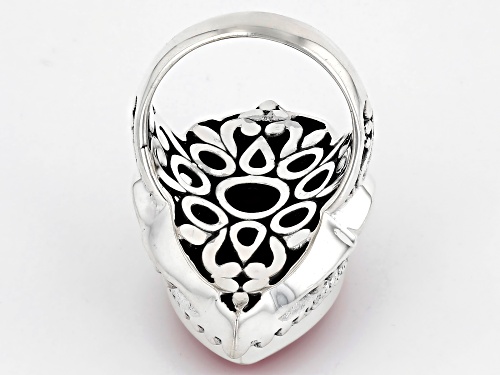 Pre-Owned Artisan Collection of Bali™ 27x15mm Red Coral Sterling Silver Solitaire Ring - Size 9