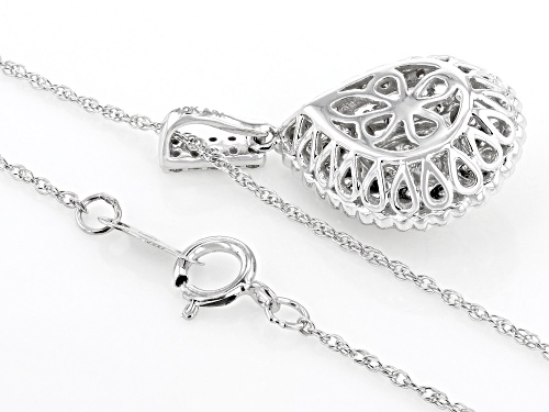 Pre-Owned 0.45ctw Round White Diamond 10k White Gold Cluster Teardrop Pendant With 18