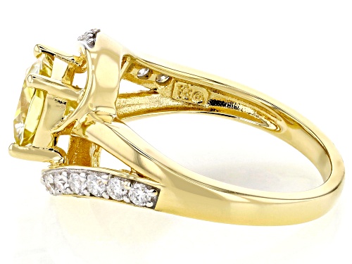 Pre-Owned MOISSANITE FIRE® & YELLOW MOISSANITE 2.12CTW DEW CUSHION 14K  YELLOW GOLD OVER SILVER RING - Size 11