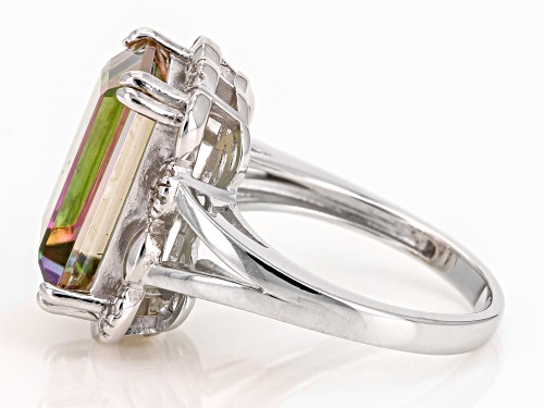 Pre-Owned 6.12ct Sweet Tart™ Quartz with 0.09ctw Zircon Rhodium Over Silver Ring - Size 6