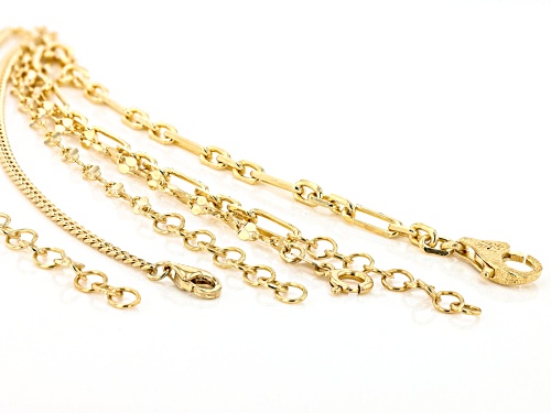 Pre-Owned 18k Yellow Gold Over Sterling Silver Bracelets Set of 3 - Size 7