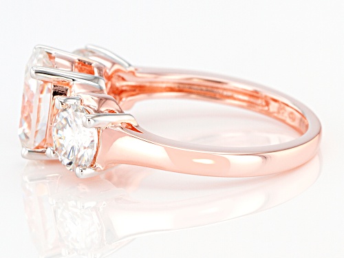 Pre-Owned MOISSANITE FIRE(R) 3.30CTW DEW OVAL AND ROUND 14K ROSE GOLD OVER SILVER RING - Size 5