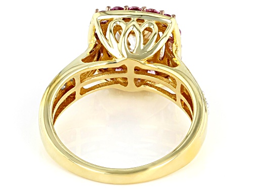 Pre-Owned MOISSANITE FIRE(R) 1.54CTW DEW AND NATURAL PINK SAPPHIRE 14K YELLOW GOLD OVER SILVER RING - Size 11