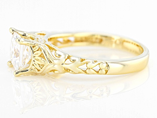 Pre-Owned MOISSANITE FIRE® 1.26CTW DEW PRINCESS CUT & ROUND BRILLIANT 14K YELLOW GOLD OVER SILVER RI - Size 5