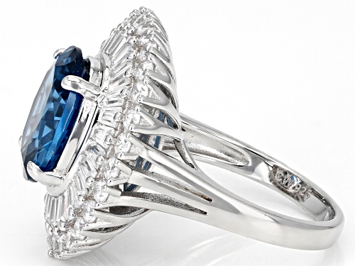 Pre-Owned Charles Winston for Bella Luce® Lab Blue Spinel & White Diamond Simulant Rhodium Over Silv - Size 11