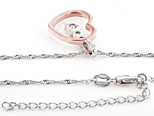 Pre-Owned MOISSANITE FIRE(R) .39CTW DEW PLATINEVE(R) & 14K ROSE GOLD OVER SILVER PENDANT & SINGAPORE