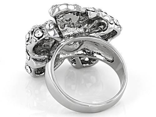 Pre-Owned Off Park ® Collection, White Crystal and Yellow Pearl Simulant Silver Tone Ring - Size 8