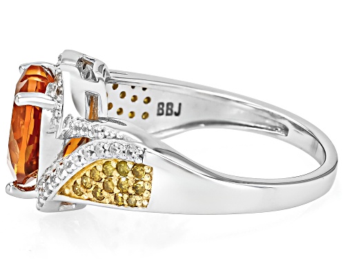 Pre-Owned 2.82ct Madeira Citrine with 0.16ctw Yellow Diamond & 0.38ctw White Zircon Rhodium Over Sil - Size 5