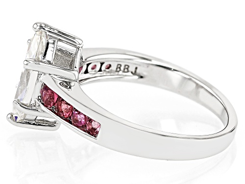 Pre-Owned 2.25CT MARQUISE CUT STRONTIUM TITANATE & 0.32CTW LAB BIXBITE RHODIUM OVER SILVER RING - Size 8
