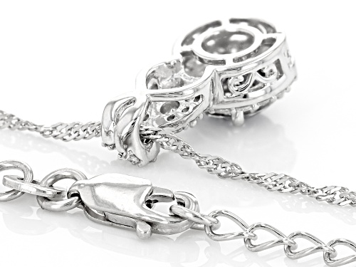 Pre-Owned MOISSANITE FIRE(R) & BLUE MOISSANITE 1.13CTW DEW ROUND PLATINEVE(R) PENDANT AND SINGAPORE