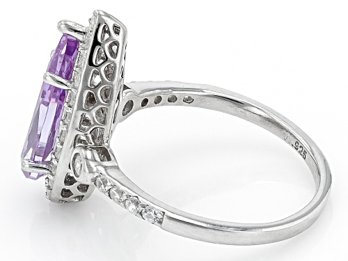Pre-Owned Charles Winston For Bella Luce® 3.69ctw Lavender & White Diamond Simulants Rhodium Over Si - Size 9
