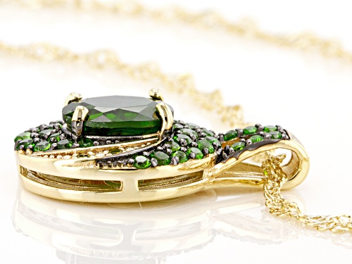 Pre-Owned 1.43ctw Chrome Diopside With 0.02ctw Yellow Diamond 18K Yellow Gold Over Silver Pendant Wi