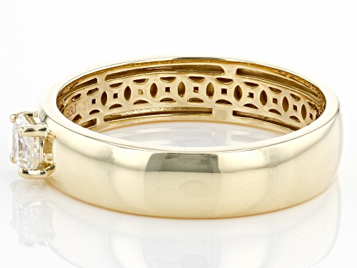 Pre-Owned .35ct Round Strontium Titanate 10K Yellow Gold Mens Ring - Size 8