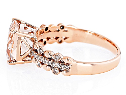 Pre-Owned 2.55ct Cor-De-Rosa Morganite (TM) and 0.12ctw White Diamond 10k Rose Gold Ring - Size 11