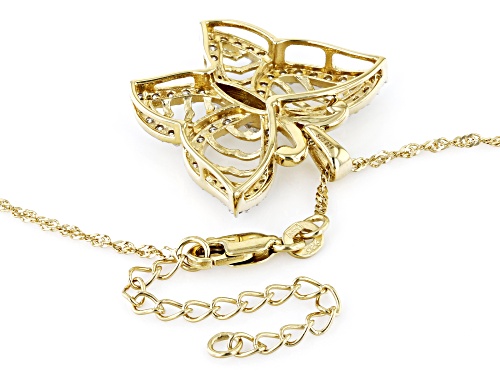 Pre-Owned MOISSANITE FIRE® 1.10CTW DEW ROUND 14K YELLOW GOLD OVER SILVER BUTTERFLY PENDANT & SINGAPO