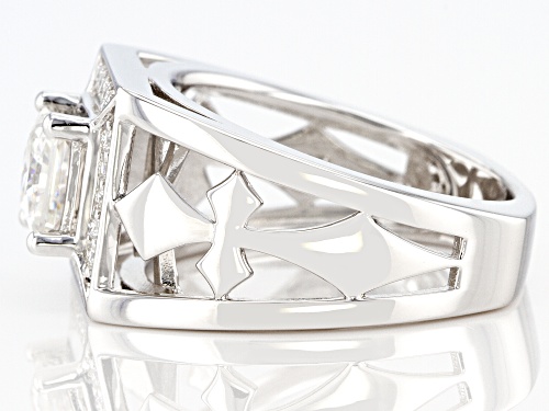 Pre-Owned MOISSANITE FIRE(R) 2.10CTW DEW SQUARE BRILLIANT CUT AND ROUND PLATINEVE(R) MENS RING - Size 12