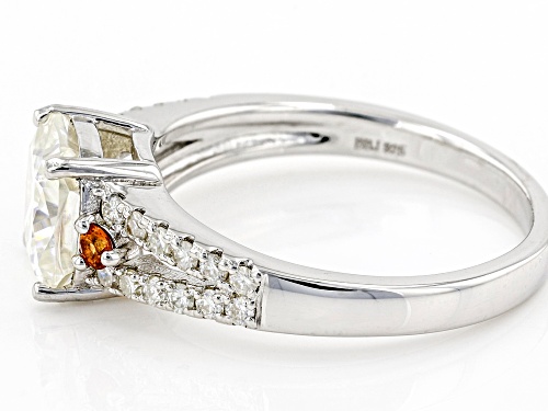 Pre-Owned MOISSANITE FIRE(R) 2.24CTW DEW WITH  LAB PADPARADSCHA SAPPHIRE PLATINEVE(R) RING - Size 9