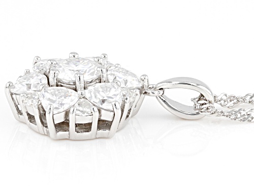 Pre-Owned MOISSANITE FIRE(R) 2.90CTW DEW ROUND BRILLIANT & TRILLION CUT PLATINEVE(R) PENDANT & CH
