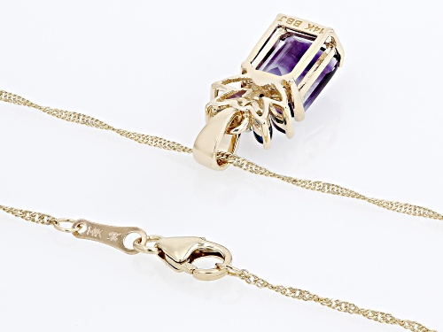 Pre-Owned 2.84ctw Bi-Color Fluorite, Amethyst, London Blue Topaz & Diamond 14k Yellow Gold Pendant/C