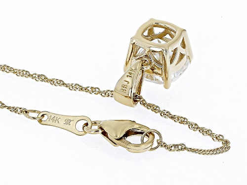 Pre-Owned MOISSANITE FIRE(R) 2.40CT DEW CUSHION CUT 14K YELLOW GOLD SOLITAIRE PENDANT & 18 INCH CHAI