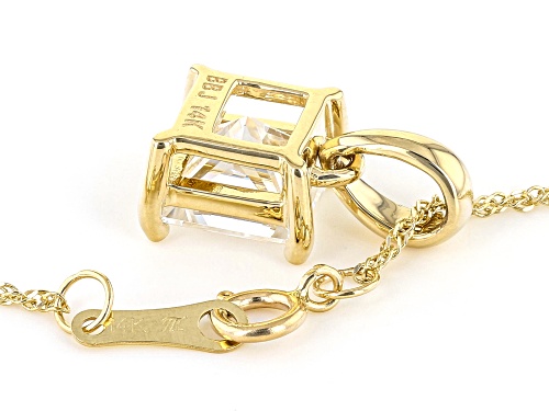 Pre-Owned MOISSANITE FIRE(R) 1.80CT DEW PRINCESS CUT 14K YELLOW GOLD SOLITAIRE PENDANT & 18 INCH CHA