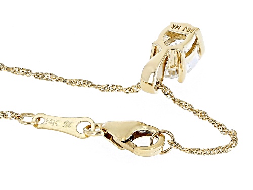 Pre-Owned MOISSANITE FIRE(R) .90CT DEW OVAL 14K YELLOW GOLD SOLITAIRE PENDANT & 18 INCH SINGAPORE CH