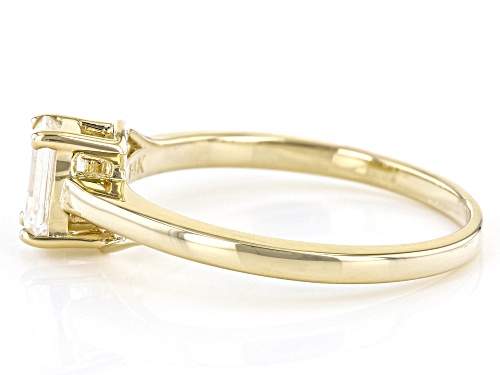 Pre-Owned MOISSANITE FIRE(R) .58CT DEW OCTAGONAL EMERALD CUT 14K YELLOW GOLD SOLITAIRE RING - Size 10