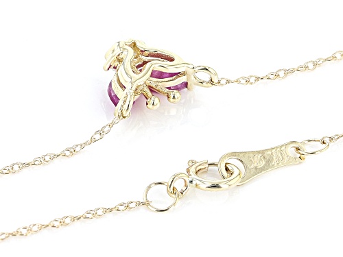 Pre-Owned 0.34 Red Ruby With 0.03ctw White Zircon 10k Yellow Gold Children's Necklace - Size 12