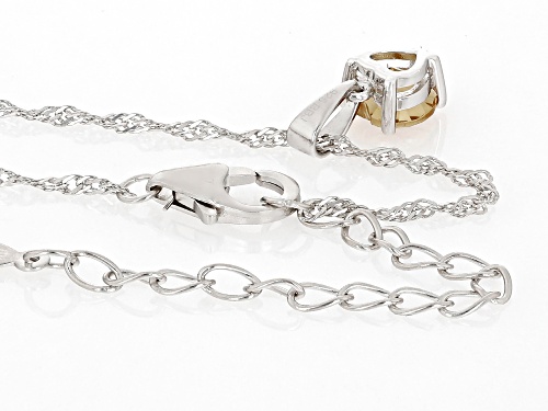 Pre-Owned 0.55ct Heart Shape Citrine Rhodium Over Sterling Silver Children's Birthstone Pendant With