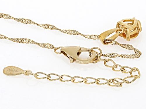 Pre-Owned 0.55ct Heart Shape Citrine 18k Yellow Gold Over Silver Children's Birthstone Pendant With