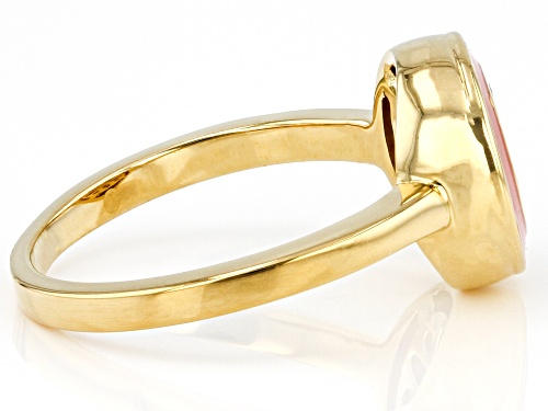 Pre-Owned Engild™ White Diamond Accent And Pink Enamel 14k Yellow Gold Over Sterling Silver Cluster - Size 6