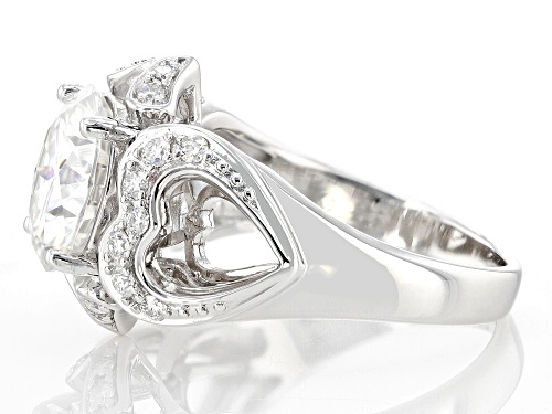 Pre-Owned MOISSANITE FIRE(R) 4.00CTW DEW ROUND   PLATINEVE(R) HEART RING - Size 6